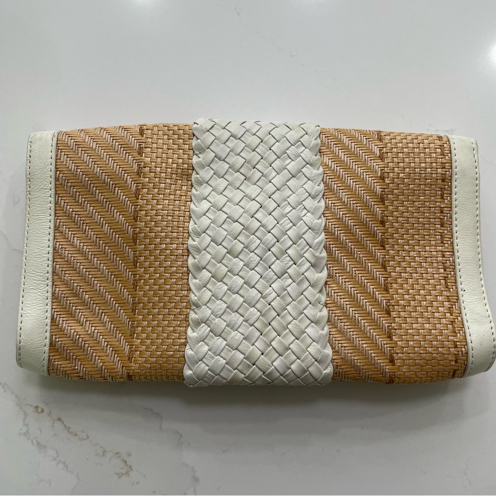 Cole Haan Tan and White Woven Clutch - Picture 3 of 11